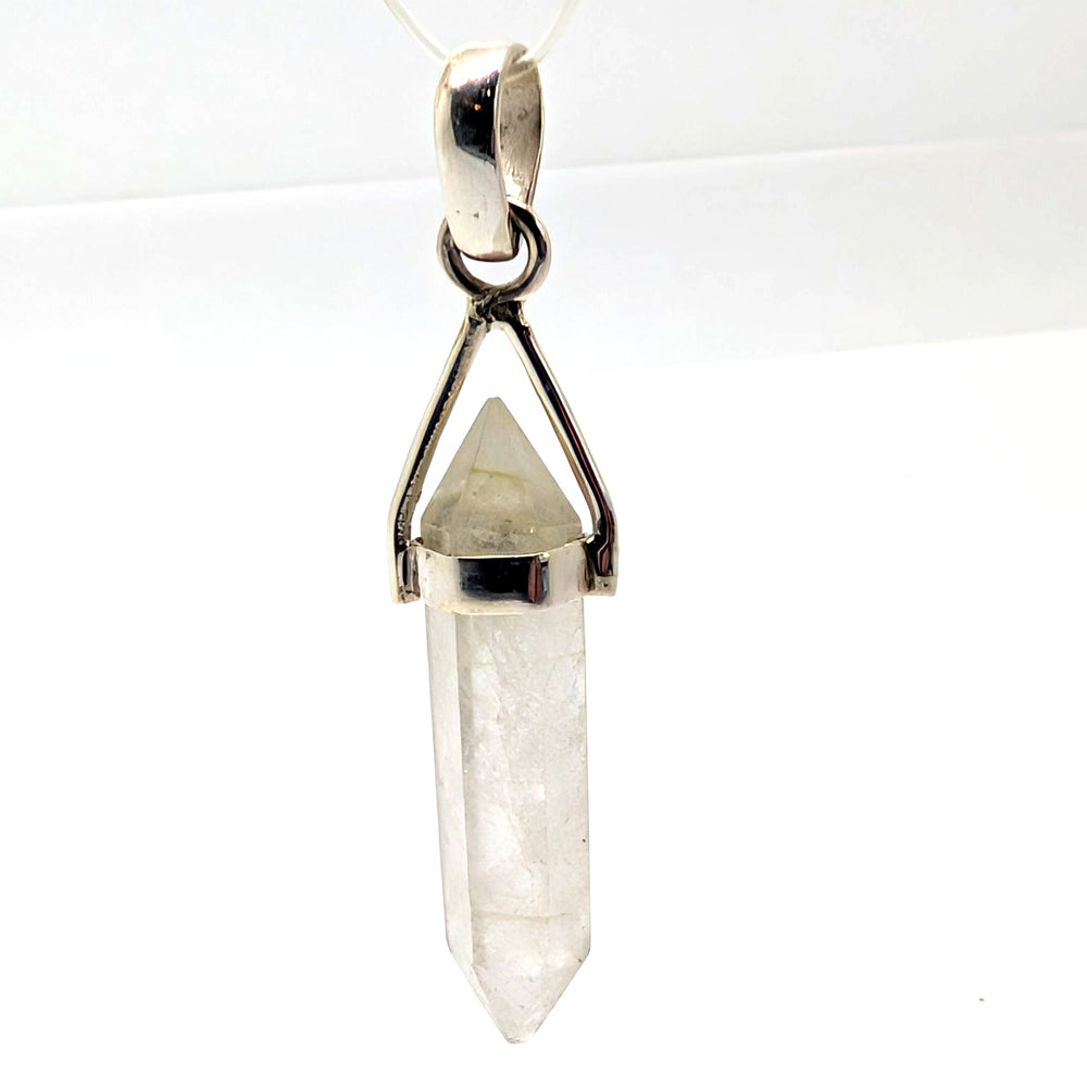 Golden Rutile Silver Point Pendant Double Terminated Crystal