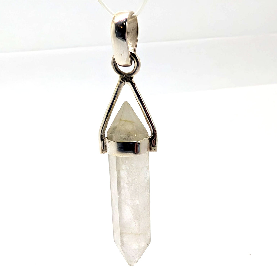 Golden Rutile Silver Point Pendant Double Terminated Crystal