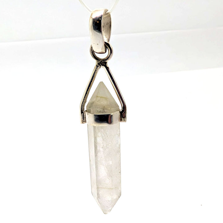 Golden Rutile Silver Point Pendant Double Terminated Crystal