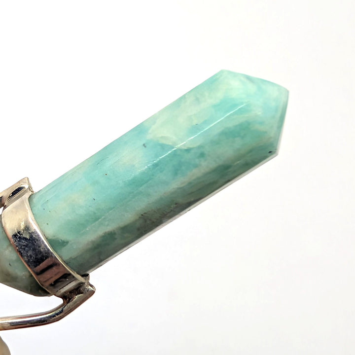 Amazonite Silver Pendant Natural Point Crystal