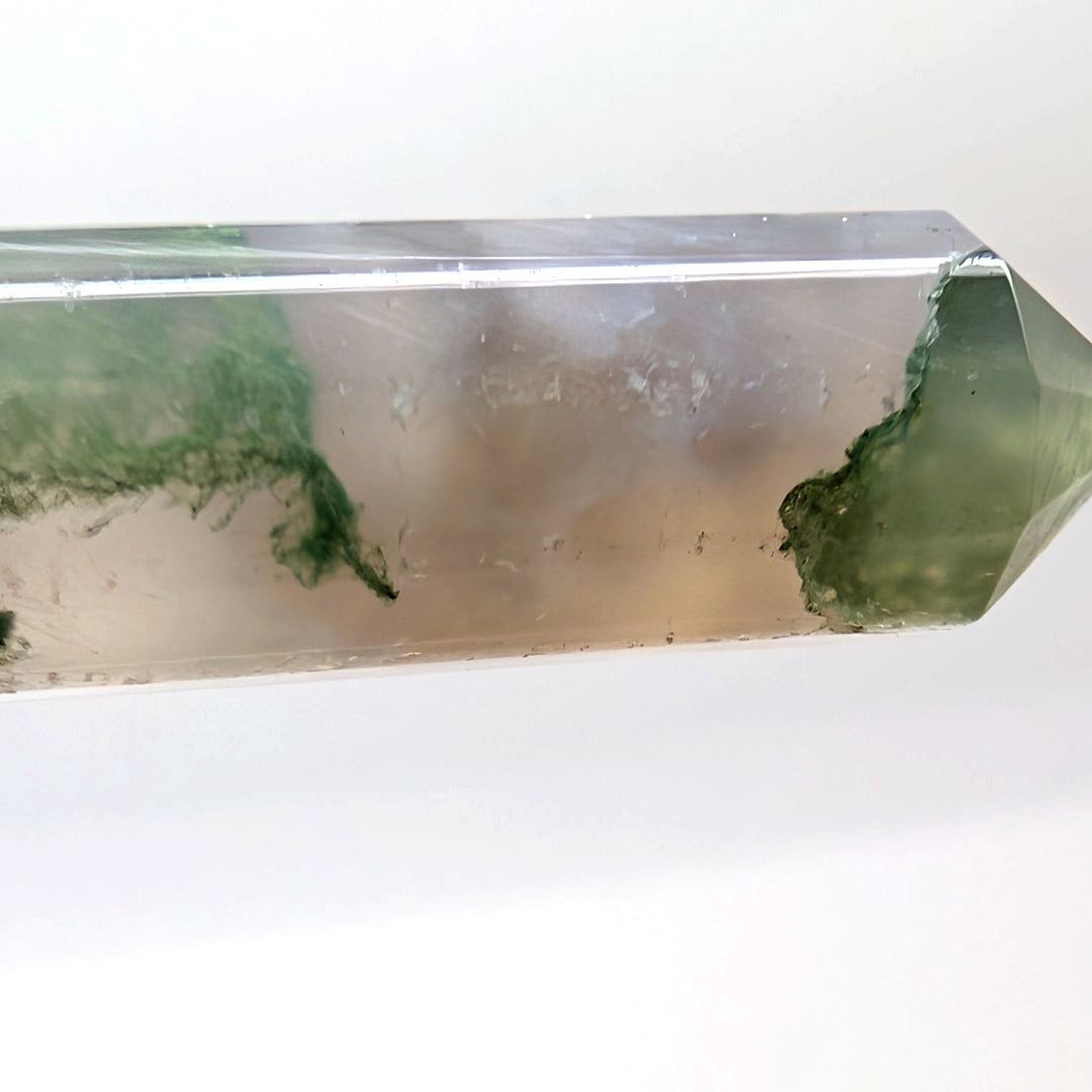 Moss Agate Garden Quartz Sterling Silver 925 Pendant Lodolite Point 4.95g