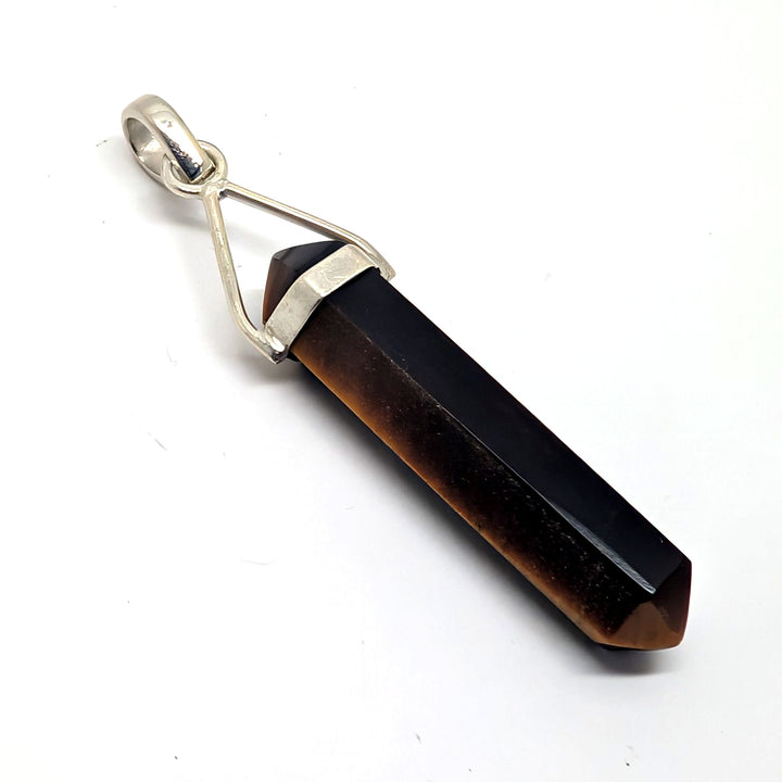 Tigers Eye Silver Point Pendant Double Terminated Crystal