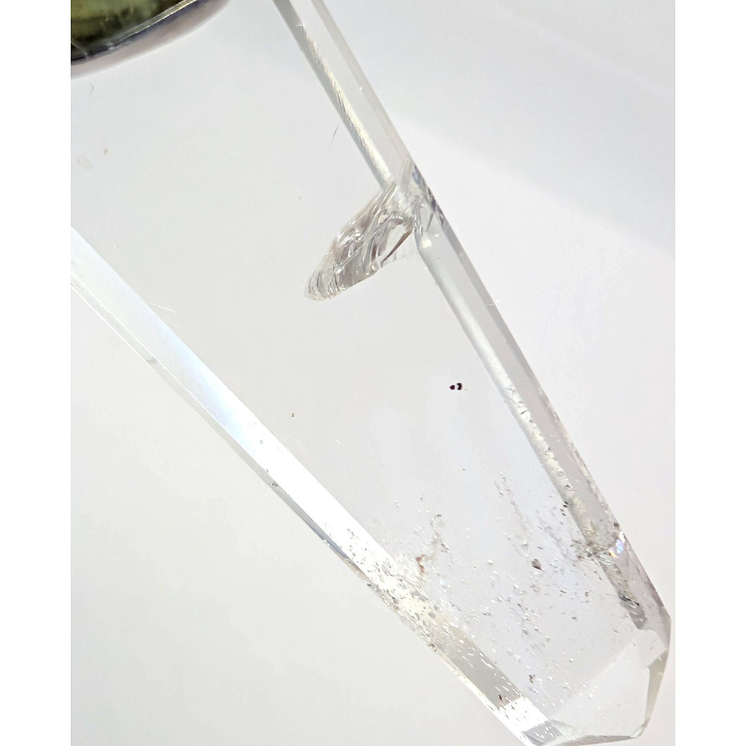 Moldavite & Clear Quartz Point Silver Pendant