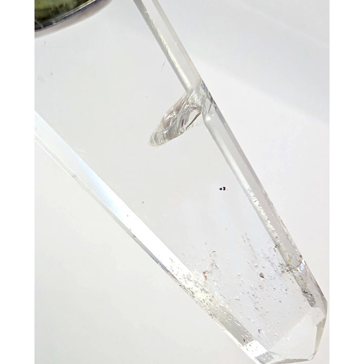 Moldavite & Clear Quartz Point Silver Pendant