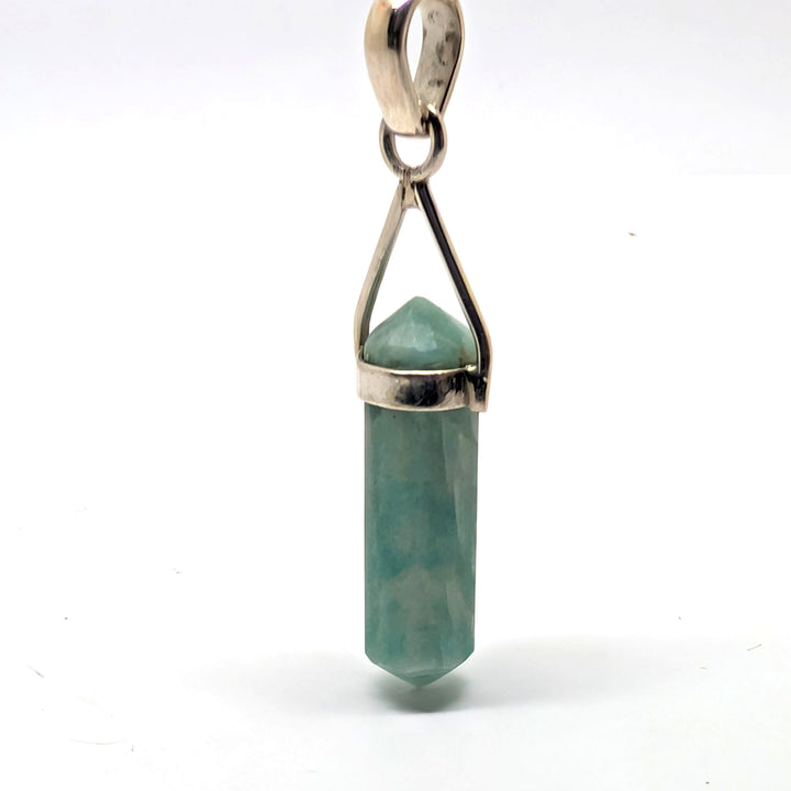 Amazonite Silver Pendant Natural Point Crystal