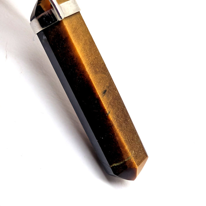 Tigers Eye Silver Point Pendant Double Terminated Crystal
