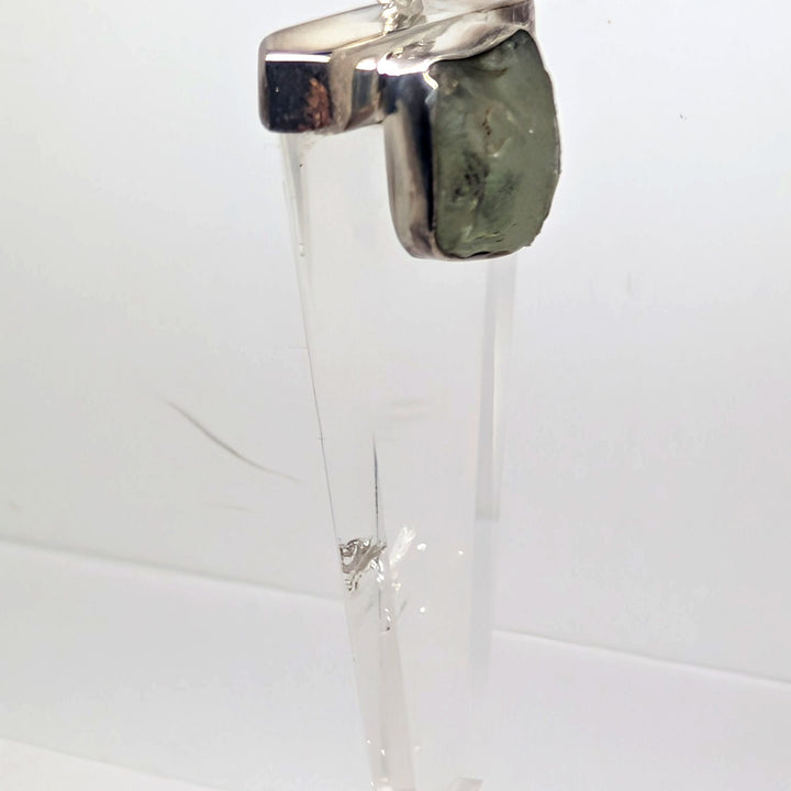 Moldavite & Clear Quartz Point Silver Pendant