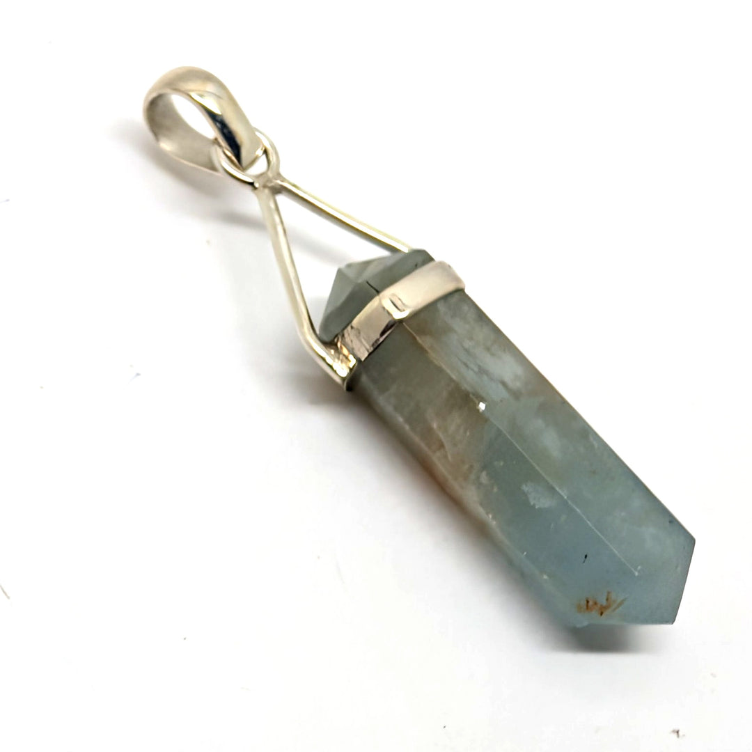 Aquamarine Silver Pendant Natural Point Crystal
