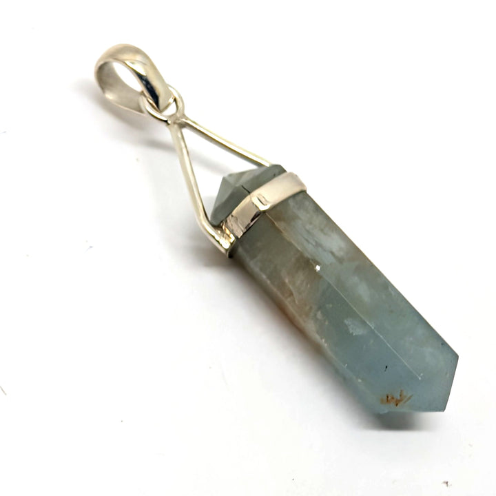 Aquamarine Silver Pendant Natural Point Crystal