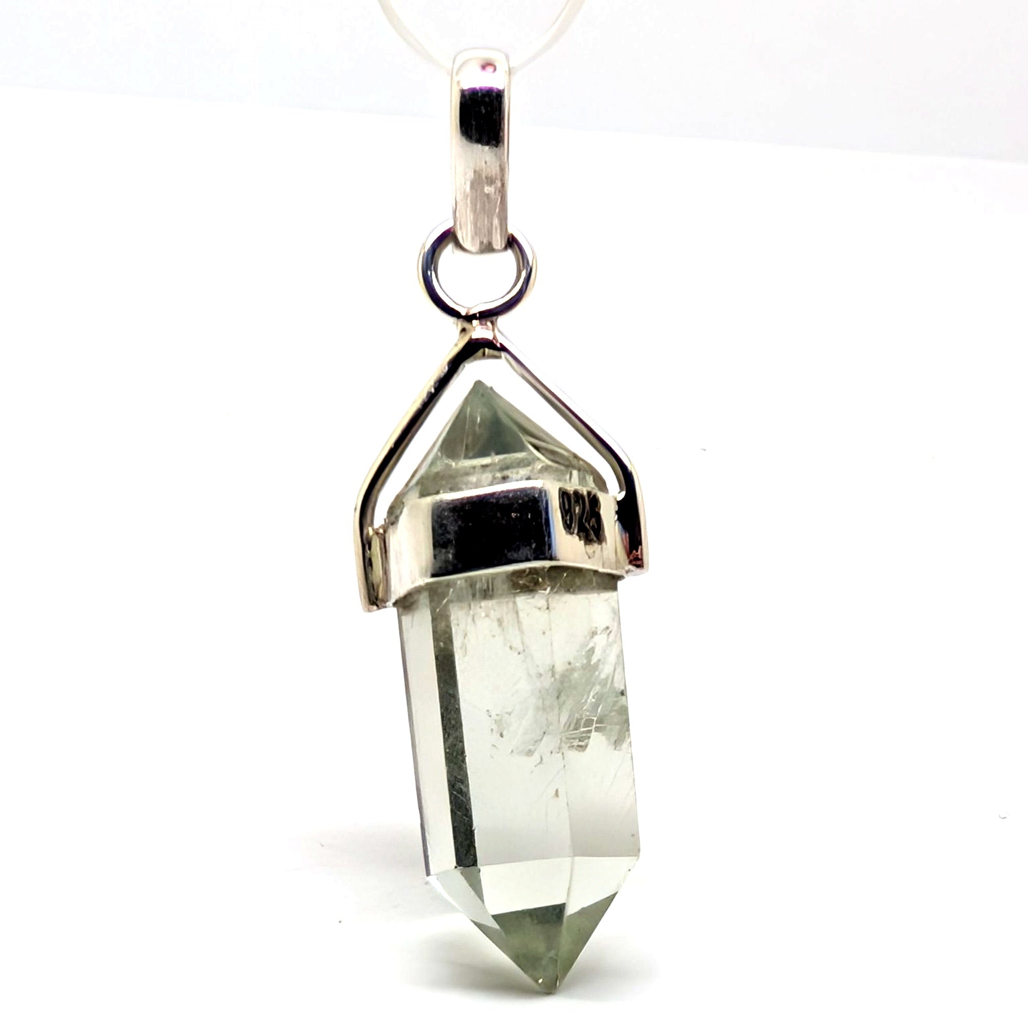 Prasiolite Sterling Silver 925 Pendant Green Quartz Point 3.74g