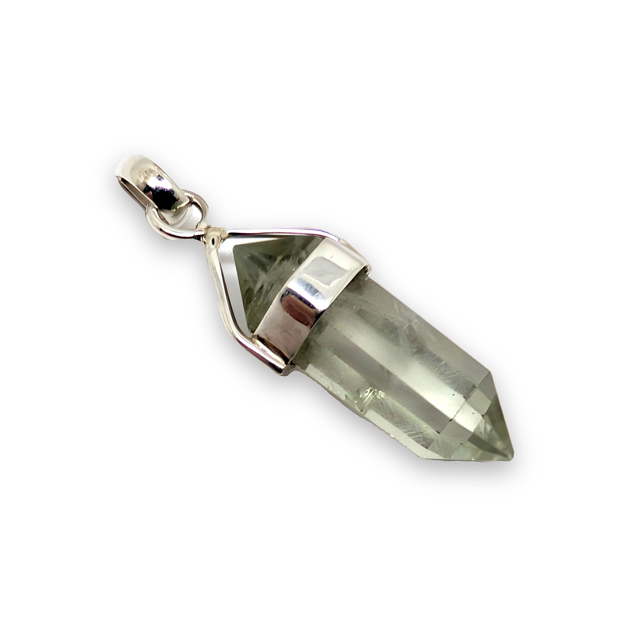 Prasiolite Sterling Silver 925 Pendant Green Quartz Point 3.74g