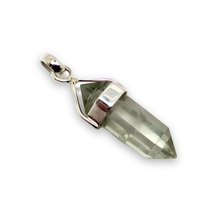 Prasiolite Sterling Silver 925 Pendant Green Quartz Point 3.74g