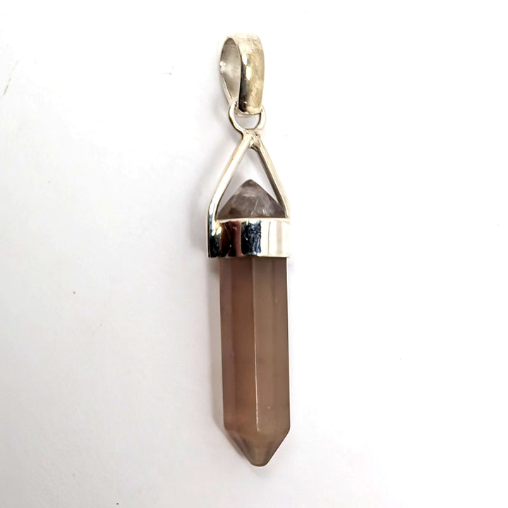 Smoky Quartz Sterling Silver 925 Pendant Hexagonal Point Crystal