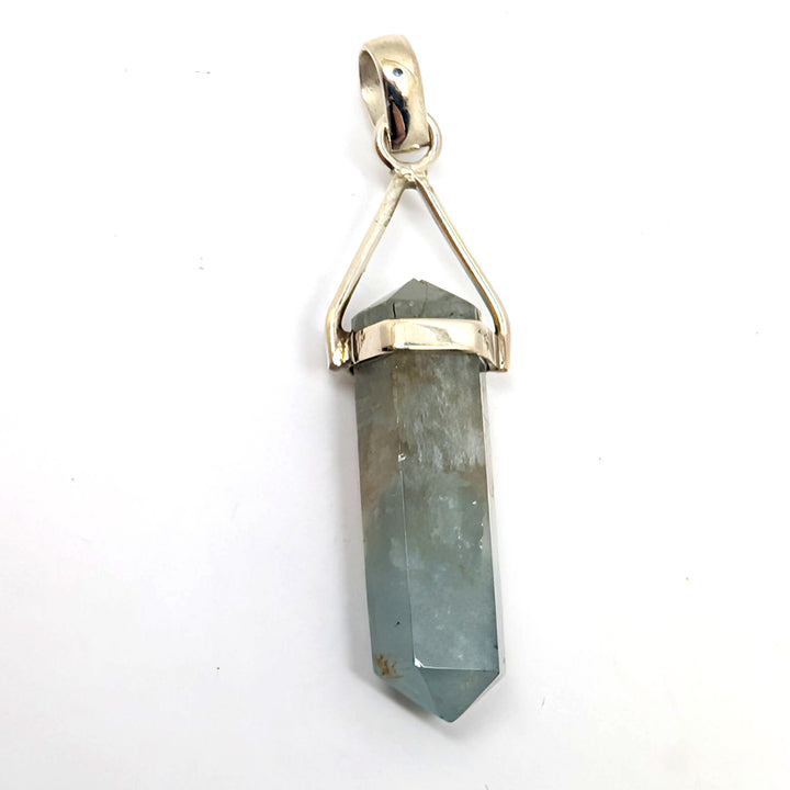 Aquamarine Silver Pendant Natural Point Crystal