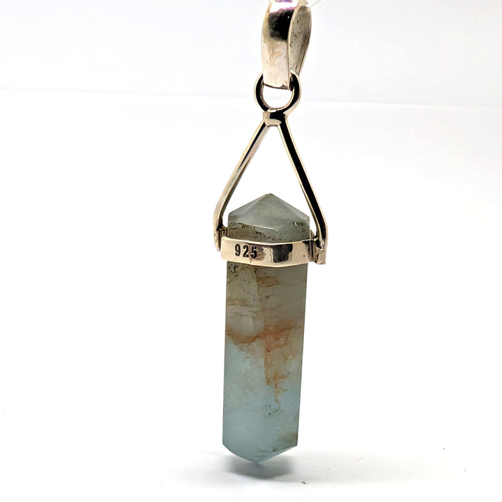 Aquamarine Silver Pendant Natural Point Crystal