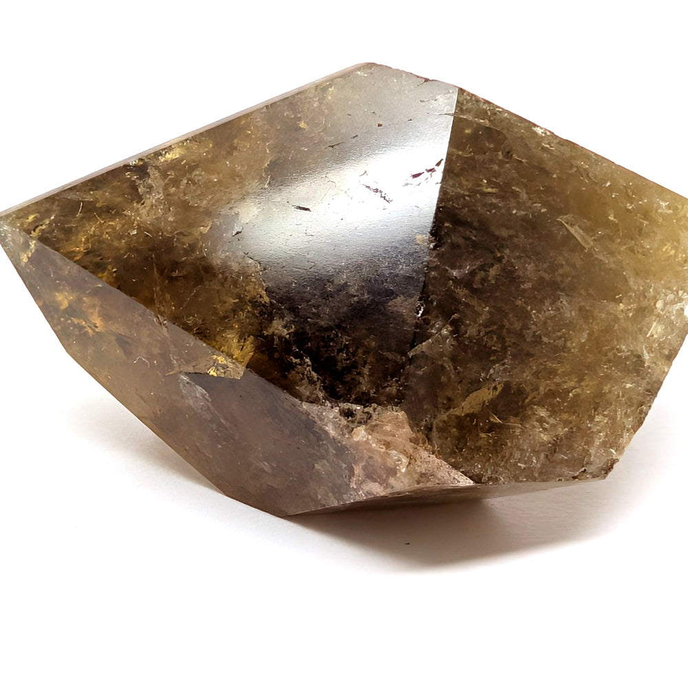 Smoky Golden Healer Quartz Point 25.9g Polished Iron Inclusion Specimen