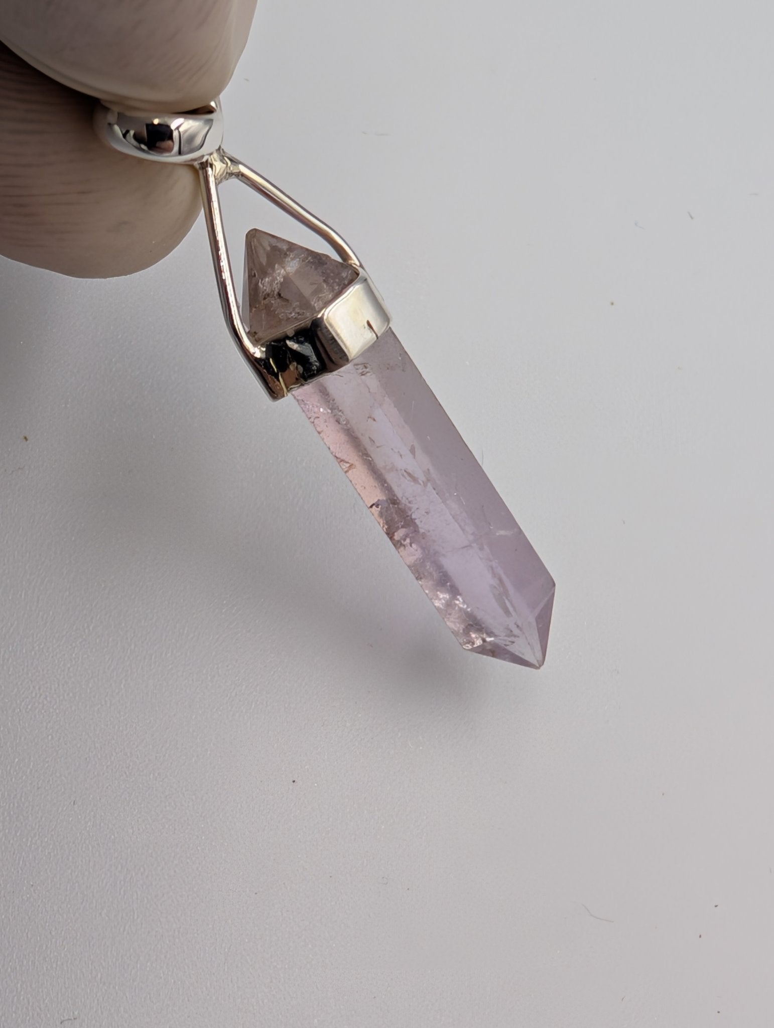 Amethyst 925 Sterling Silver Double Terminated Crystal Point Pendant