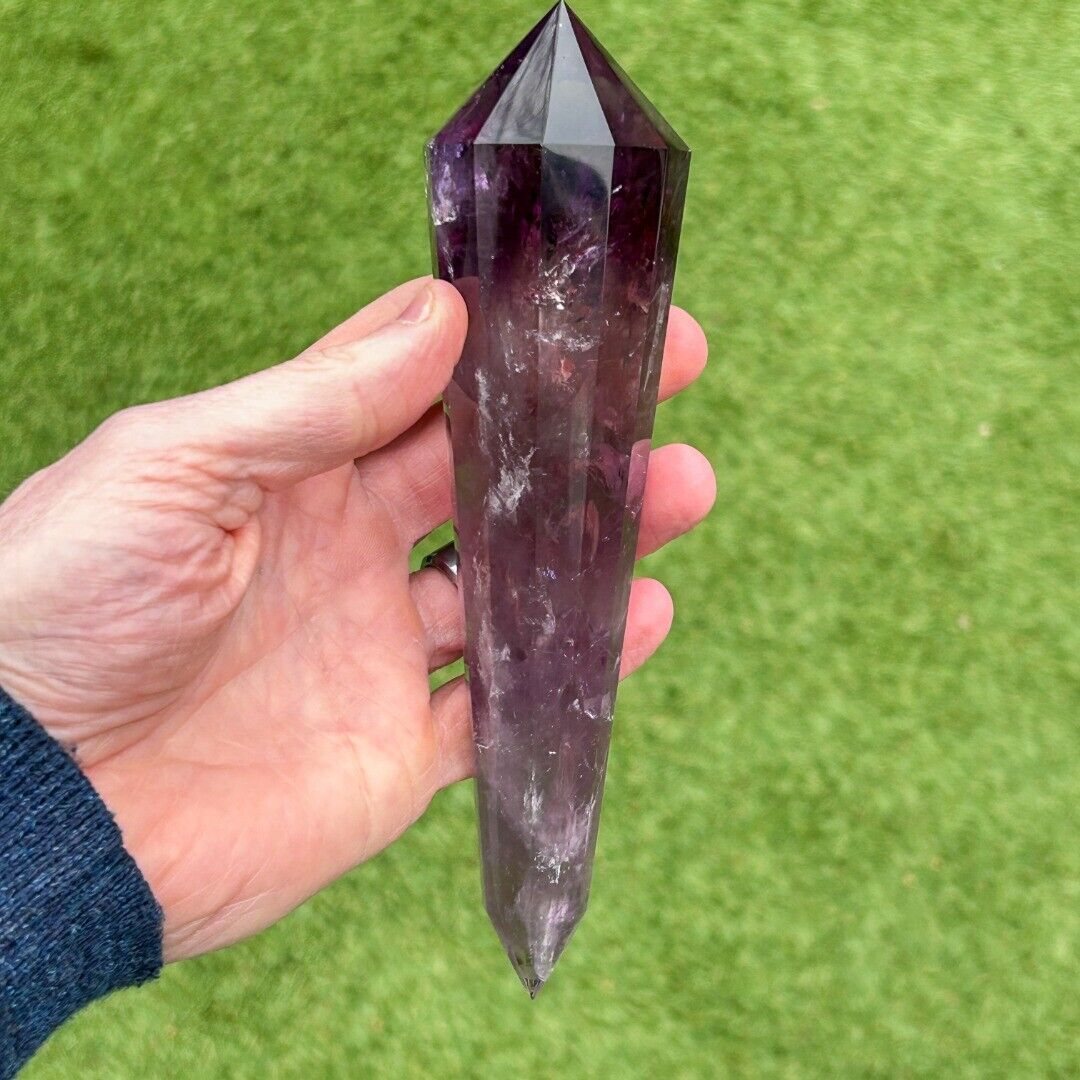 Amethyst 11 Sided Crystal Cut Vogel Reiki Wand Brazil  ( 797639 )