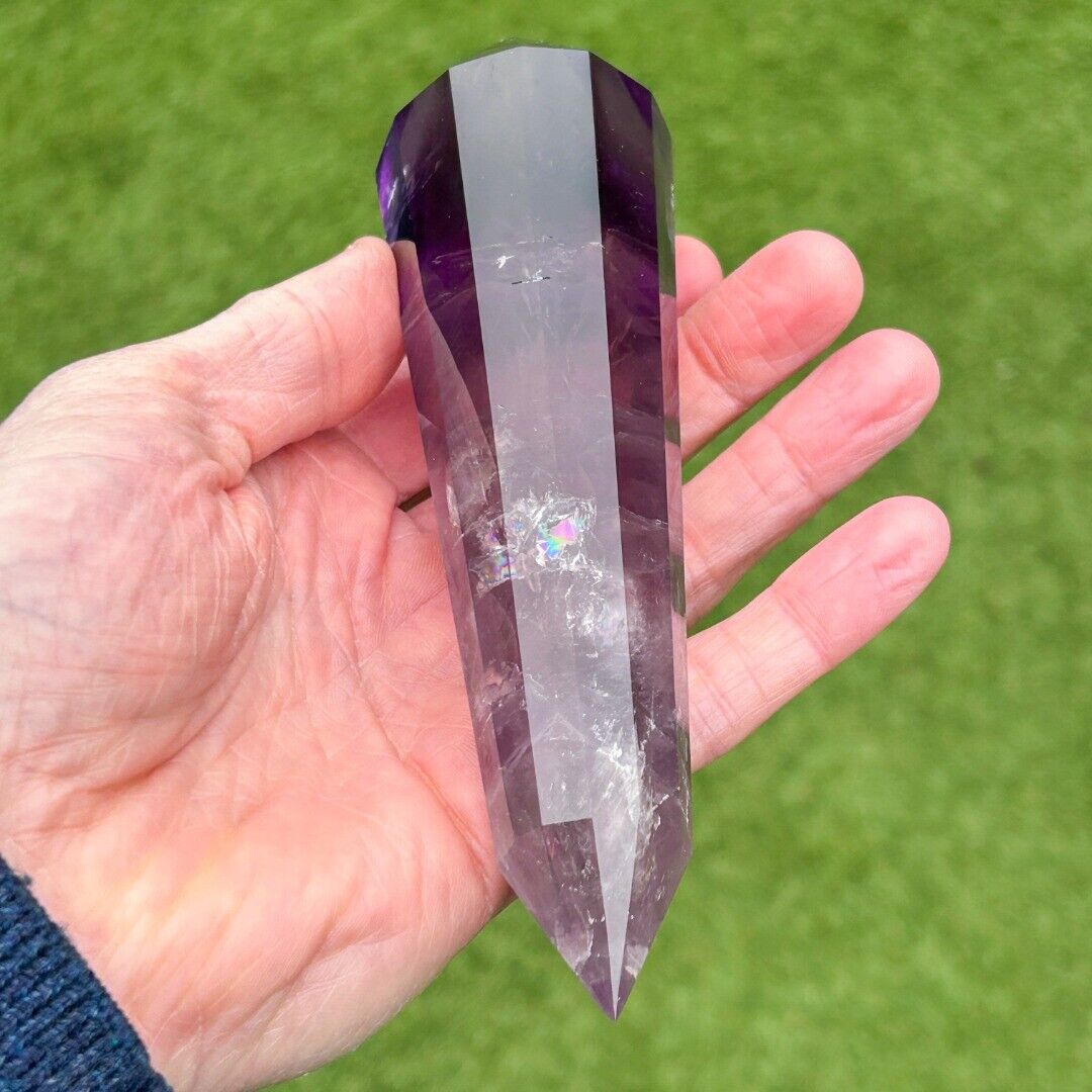 Amethyst 11 Sided Crystal Cut Vogel Reiki Wand Brazil  ( 257560 )