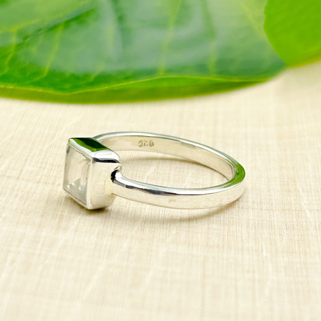 Satyaloka Quartz Square Sterling Silver Ring Size 6