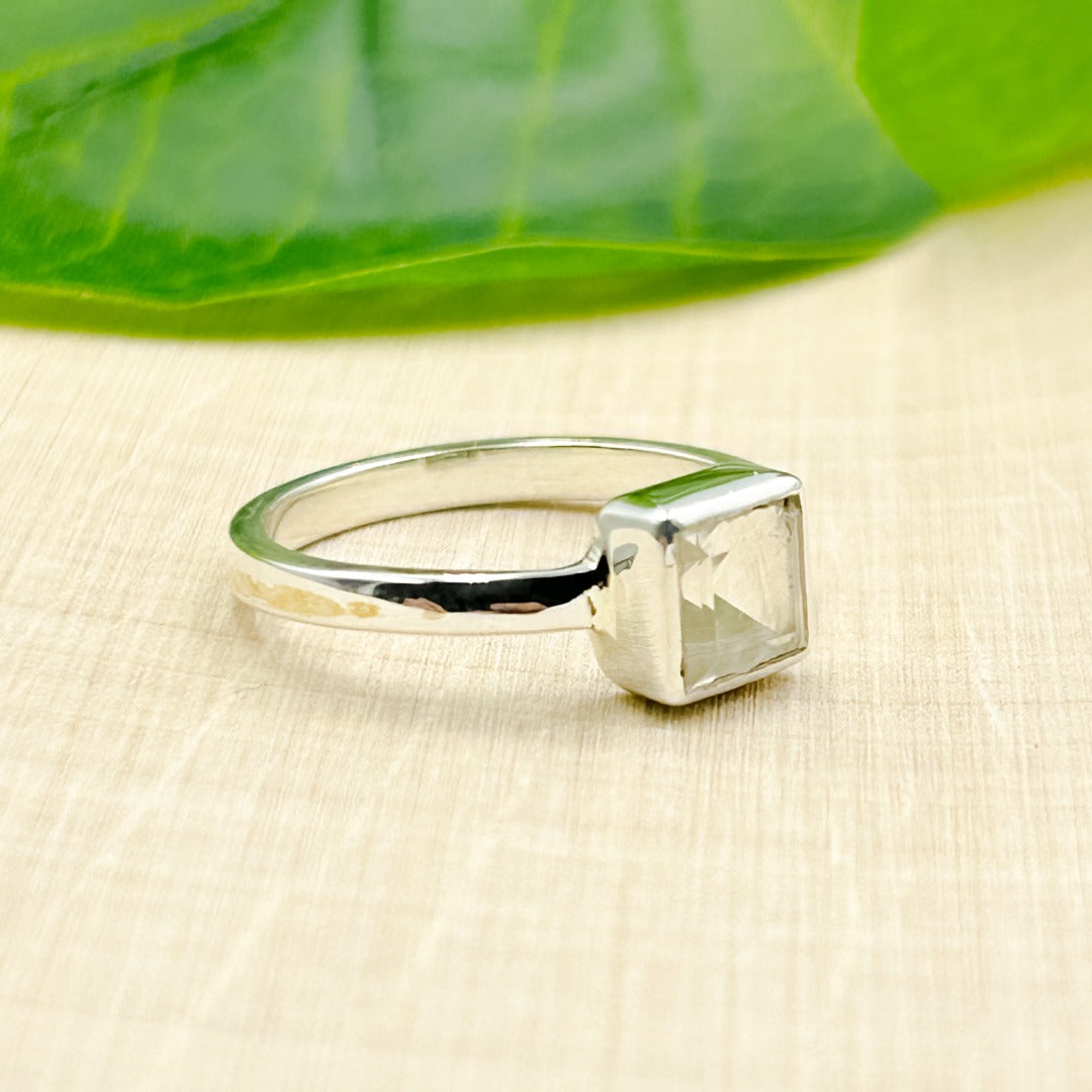 Satyaloka Square Sterling Silver Ring Size 8