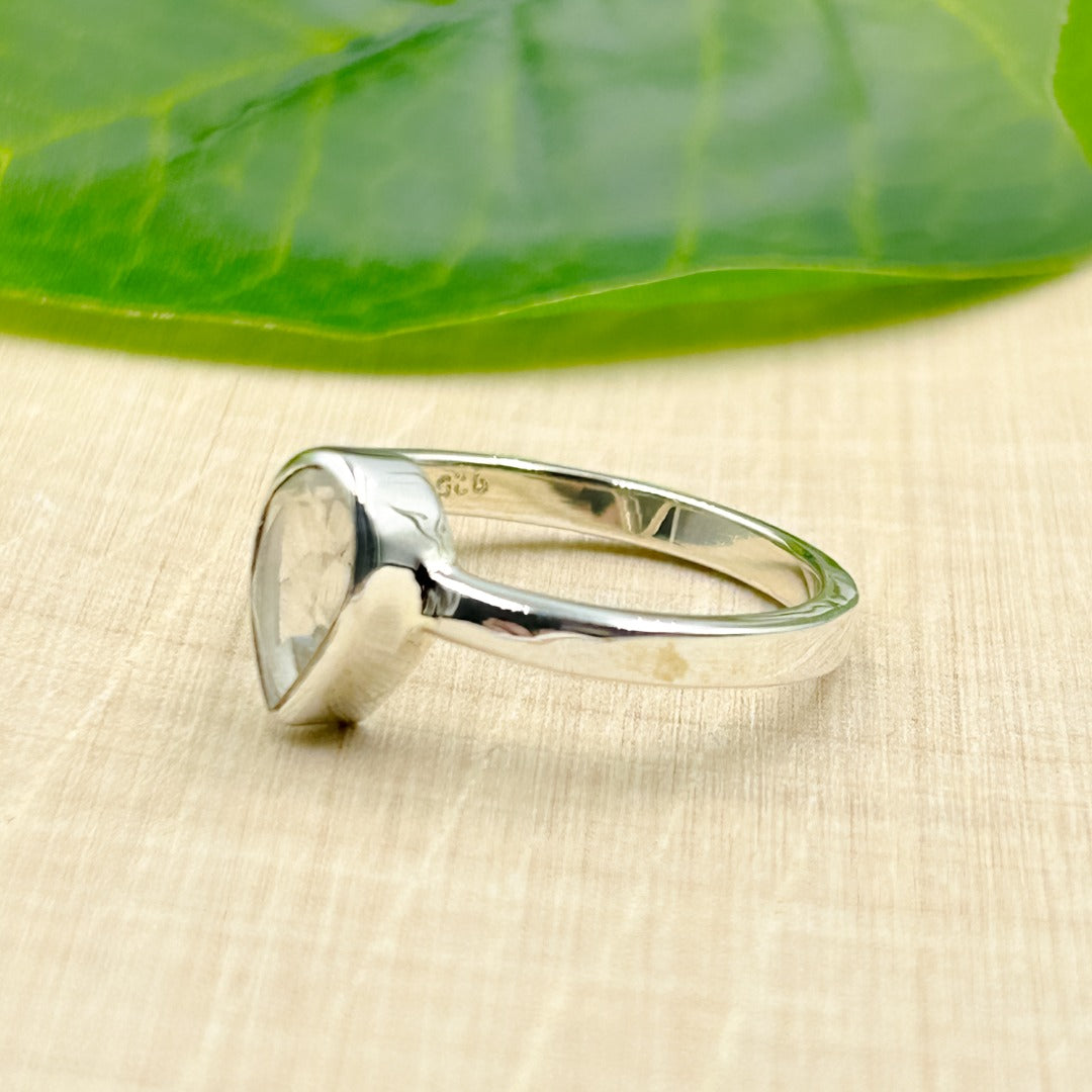 Satyaloka Quartz Pear Sterling Silver Ring Size 7