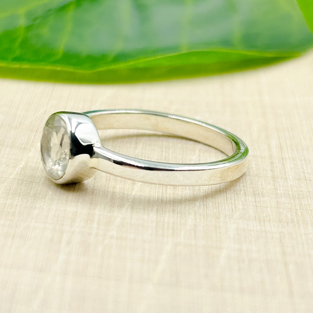 Satyaloka Quartz Round Sterling Silver Ring Size 7