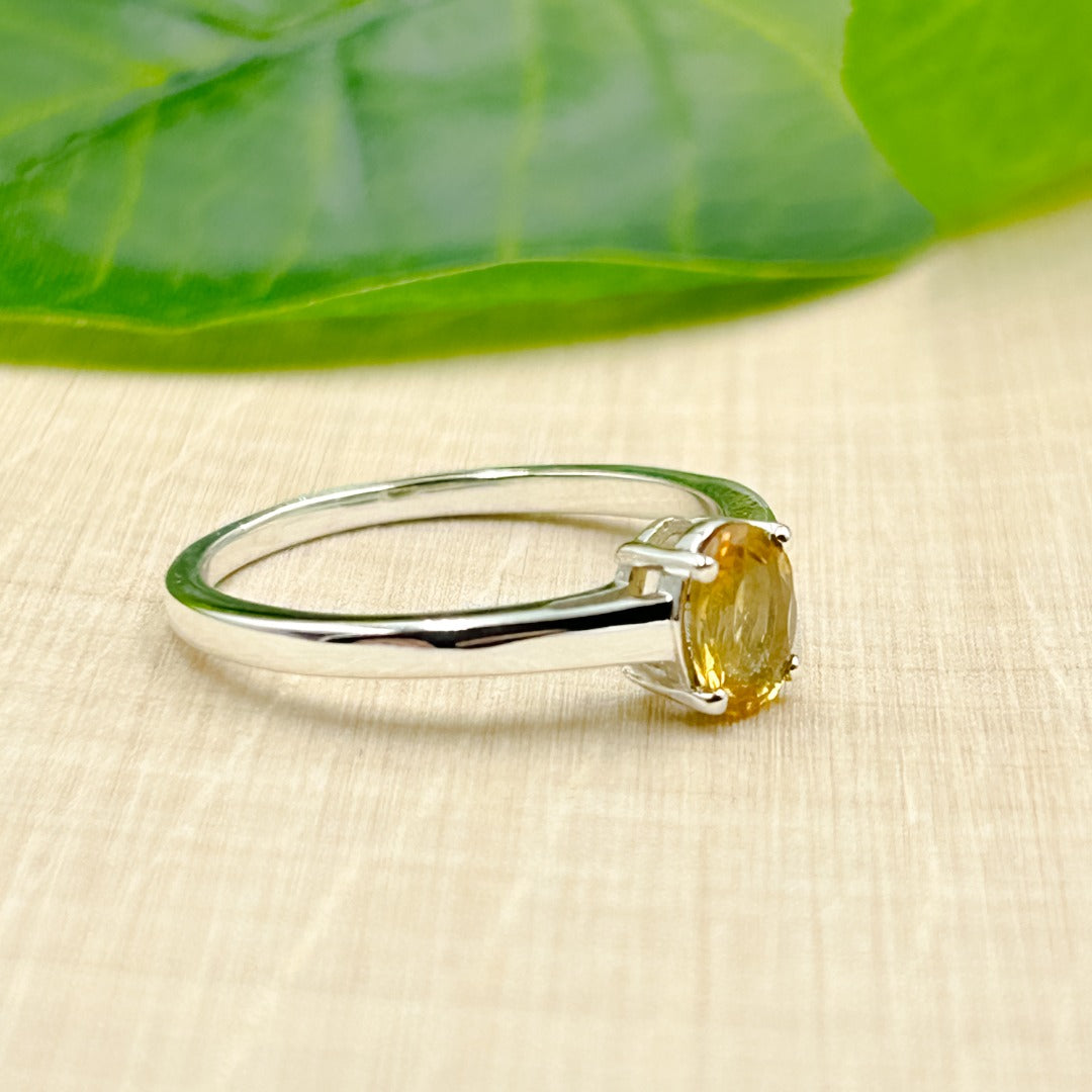 Citrine Oval 7x5  Sterling Silver Ring Size 6