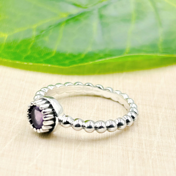 Amethyst Ornate Sterling Silver Ring Size 7