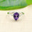 Amethyst Pear 6x9 Sterling Silver Ring Size 7