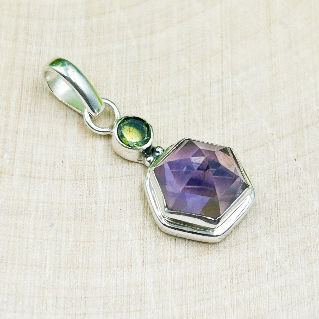 Moldavite outlet Amethyst Sterling Silver Faceted Pendant ( 58 )