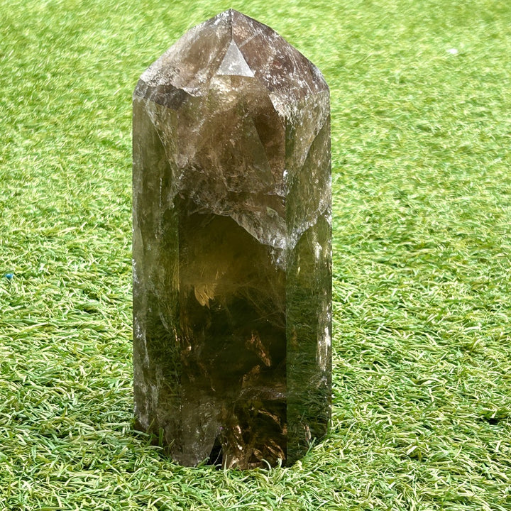 Smoky Quartz Crystal Point Generator Rainbow Inclusions  ( 1 )