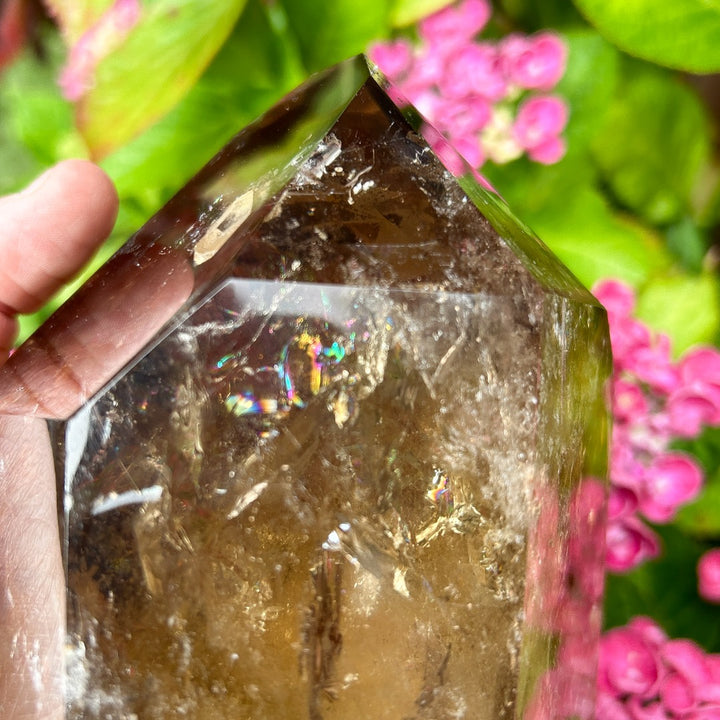 Smoky Quartz Crystal Point Generator Rainbow Inclusions  ( 2 )