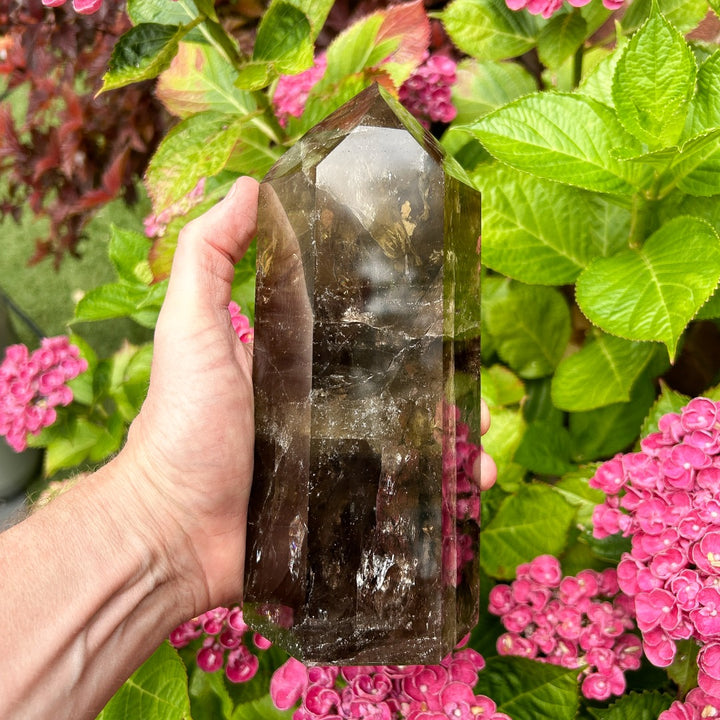 Smoky Quartz Crystal Point Generator Rainbow Inclusions  ( 3 )