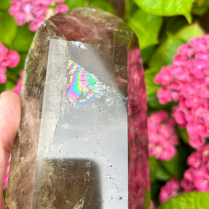 Smoky Quartz Crystal Point Generator Rainbow Inclusions  ( 4 )