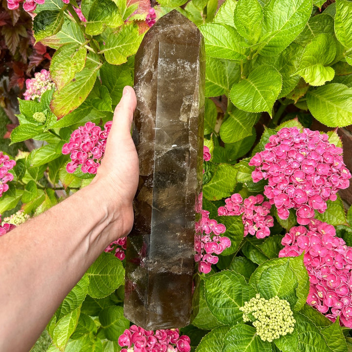 Smoky Quartz Crystal Point Generator Rainbow Inclusions  ( 4 )