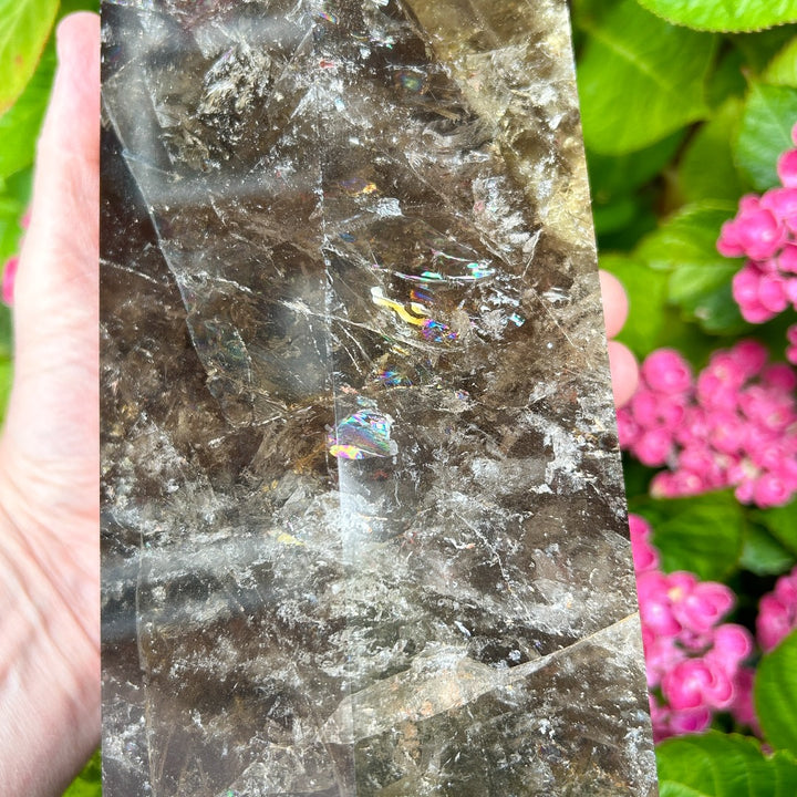 Smoky Quartz Crystal Point Generator Rainbow Inclusions  ( 5 )