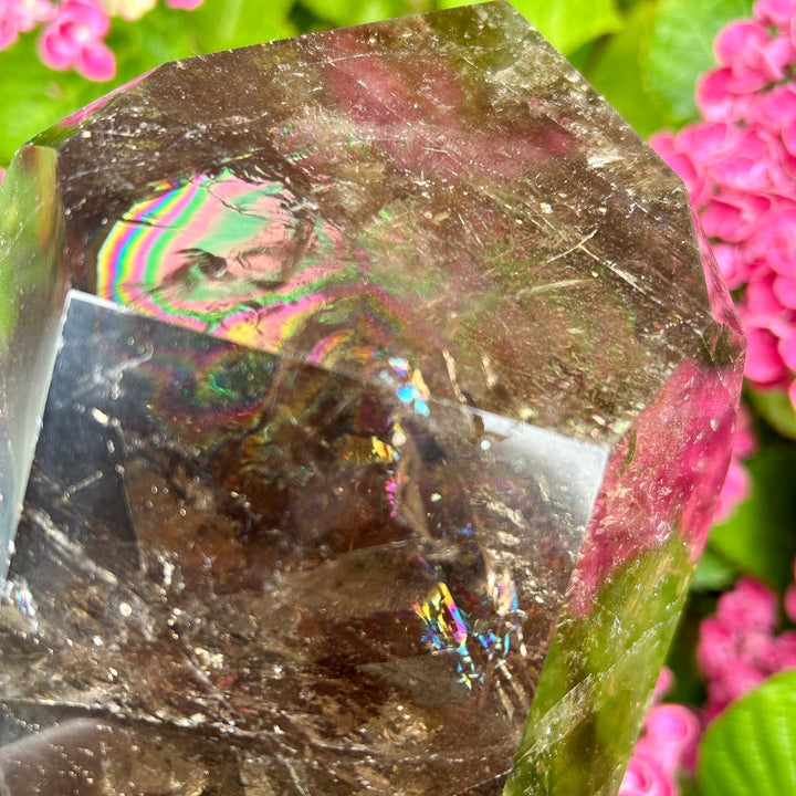 Smoky Quartz Crystal Point Generator Rainbow Inclusions  ( 5 )