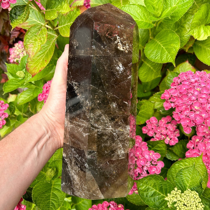 Smoky Quartz Crystal Point Generator Rainbow Inclusions  ( 5 )