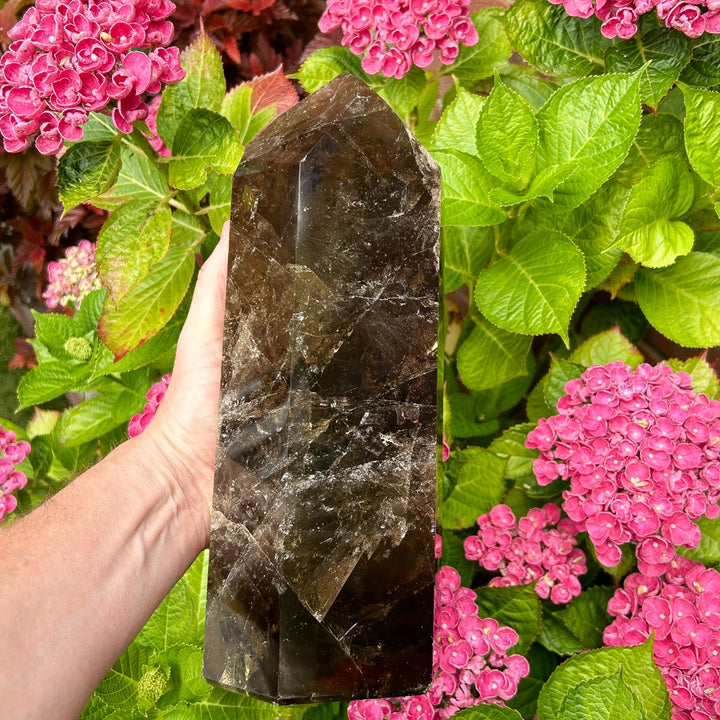 Smoky Quartz Crystal Point Generator Rainbow Inclusions  ( 5 )