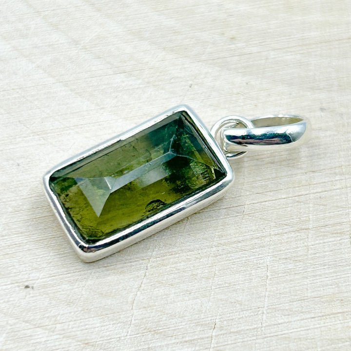 Moldavite Polished Sterling Silver Tektite Pendant ( 1 )