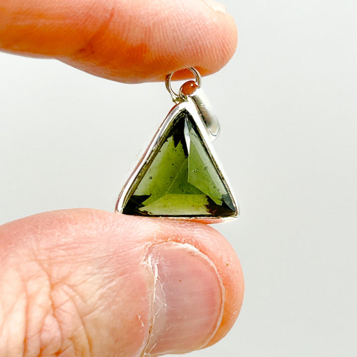 Moldavite Polished Sterling Silver Tektite Pendant ( 3 )