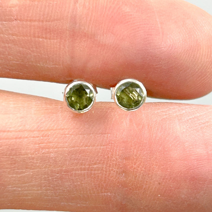 Moldavite Sterling Silver Stud Earrings 4mm ( S1 )