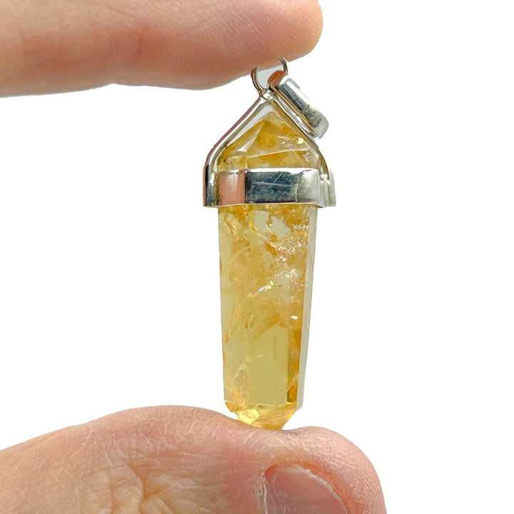 Citrine Crystal Point Sterling Silver Pendant ( C1 )