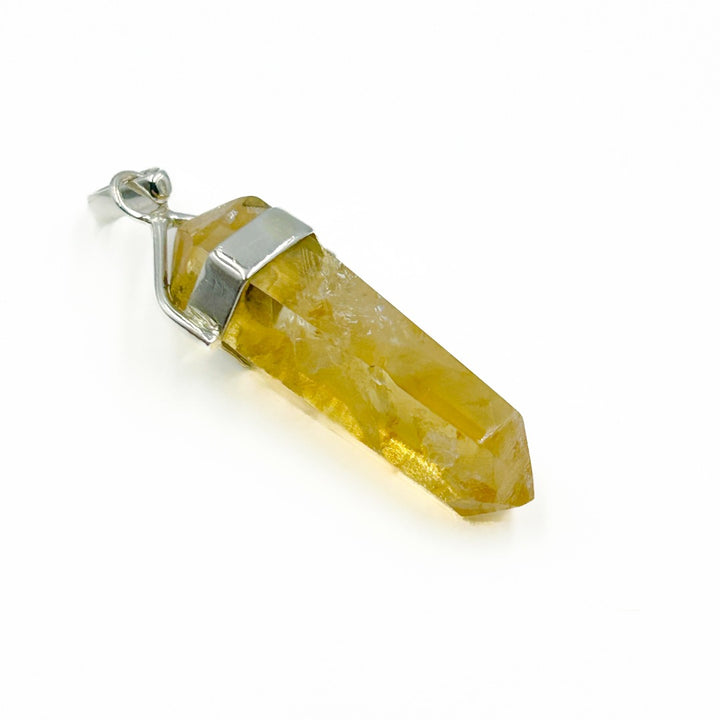 Citrine Crystal Point Sterling Silver Pendant ( C1 )