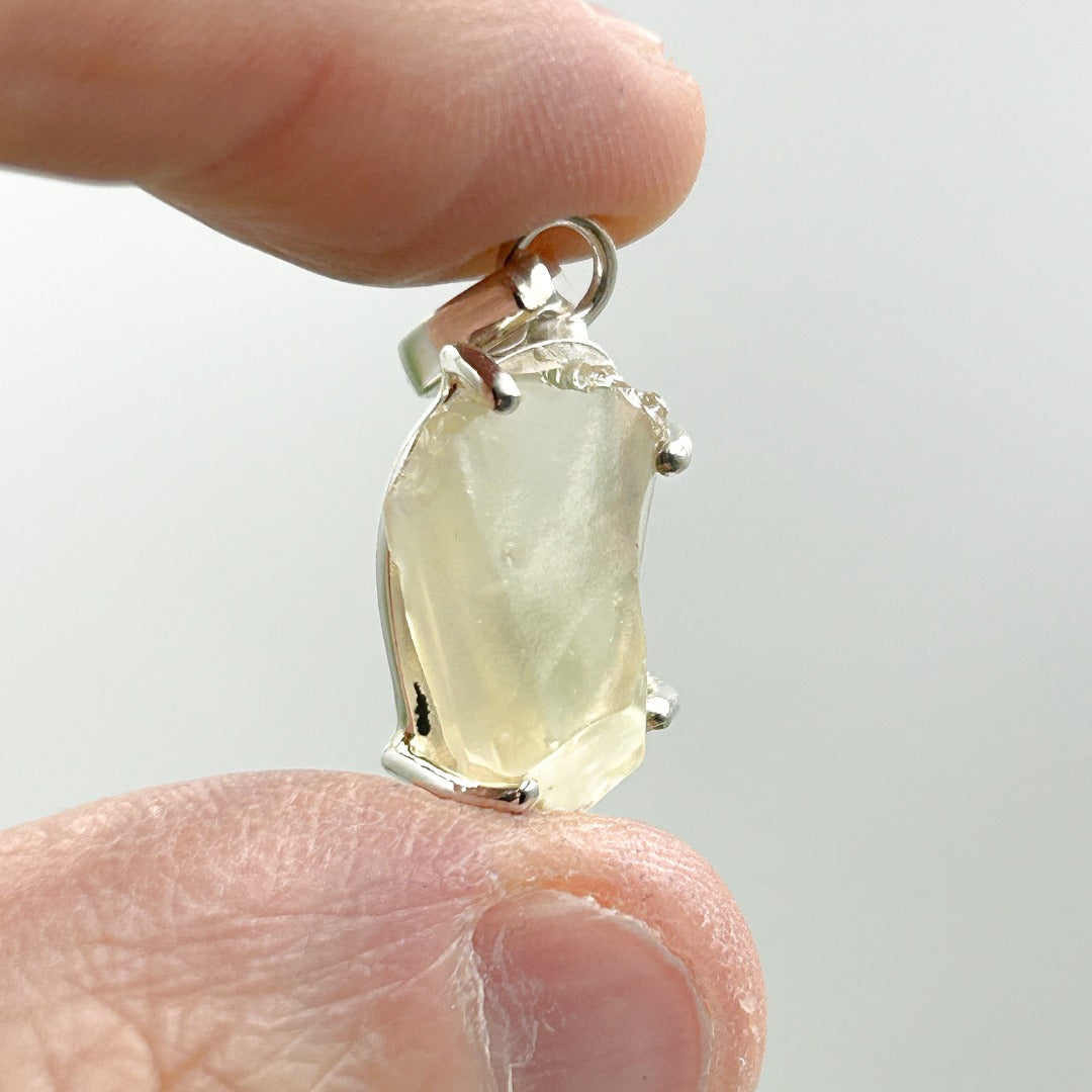 Libyan Desert Glass Natural Sterling Silver Pendant ( 2  )