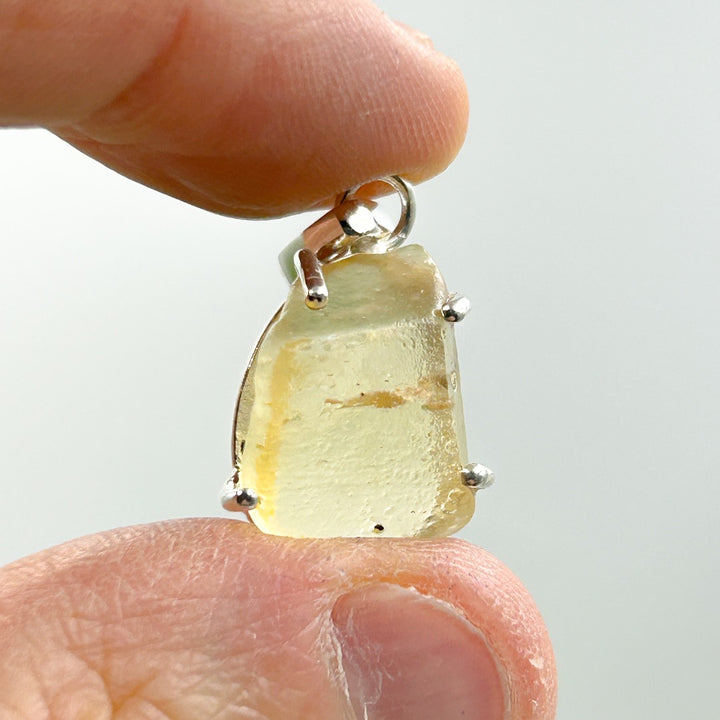 Libyan Desert Glass Natural Sterling Silver Pendant ( 4 )