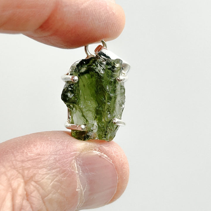 Moldavite Natural Tektite Sterling Silver Pendant (1 )