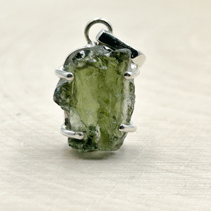 Moldavite Natural Tektite Sterling Silver Pendant (1 )