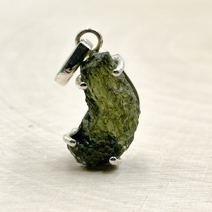 Moldavite Natural Tektite Sterling Silver Pendant ( 2 )